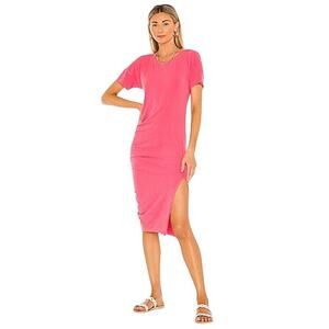 Sundry Side Shirred Side Slit Pink Midi T-Shirt Dress Womens Size 1 / Small
